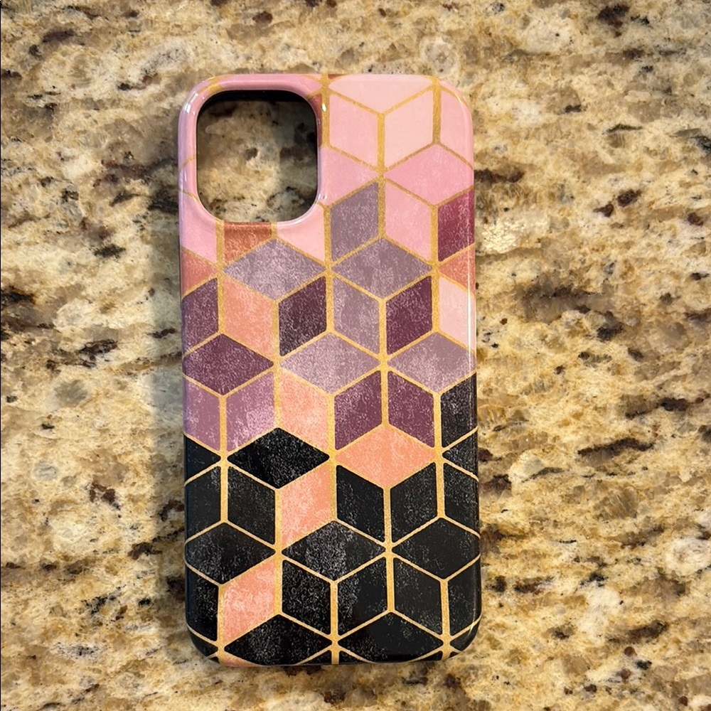 Casely Stepping Up Geometric Pink and Black Phone Case iPhone 12 mini - Picture 1 of 2